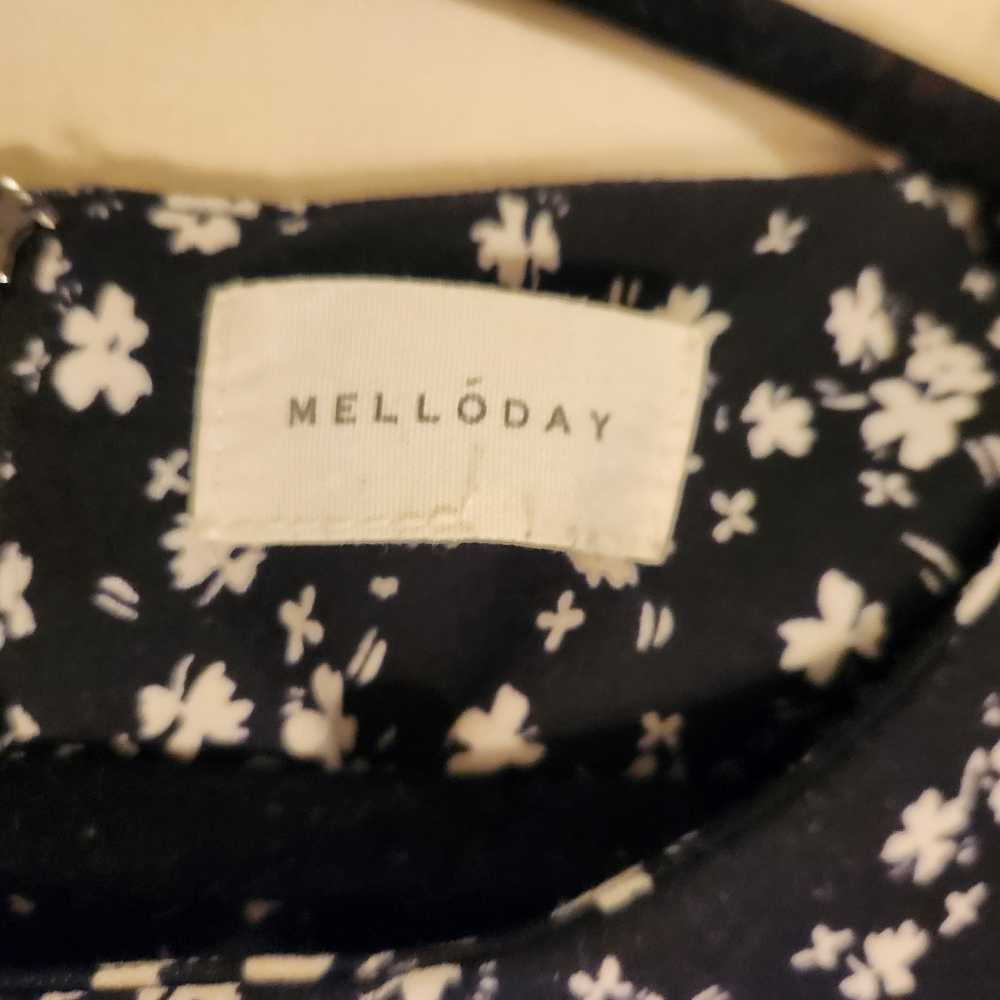 MELLODAY Blouse, Black & White Floral Pattern, Long Sleeve,  Size XXL - Picture 12 of 12